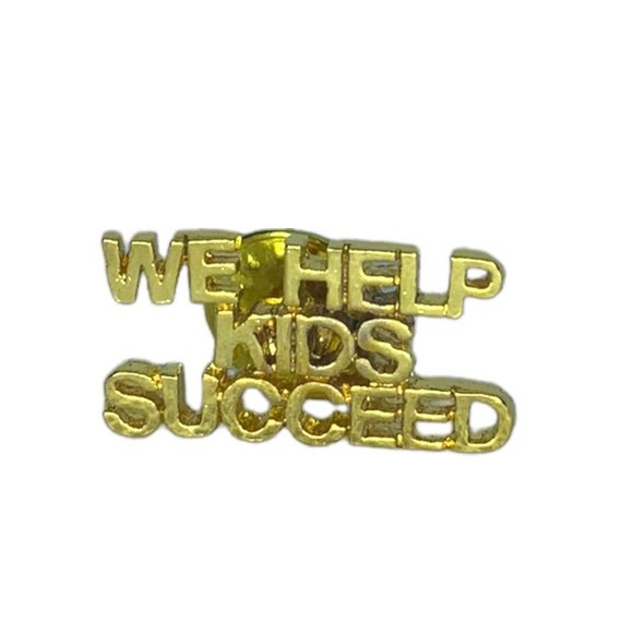 Vintage Lapel Pin "We Help Kids Succeed" Lettering Goldtone 1" - Picture 1 of 6